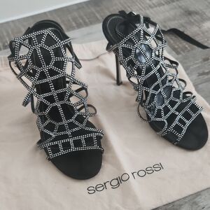 Sergio Rossi Black Stiletto Sandals
